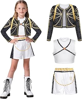 SERTAS Kpo-p Demon Hunters Costume for Children, Hunter Pop Singer Rumi Zoey Idol Stage Role Play Outfits Halloween Dress Up for Girls