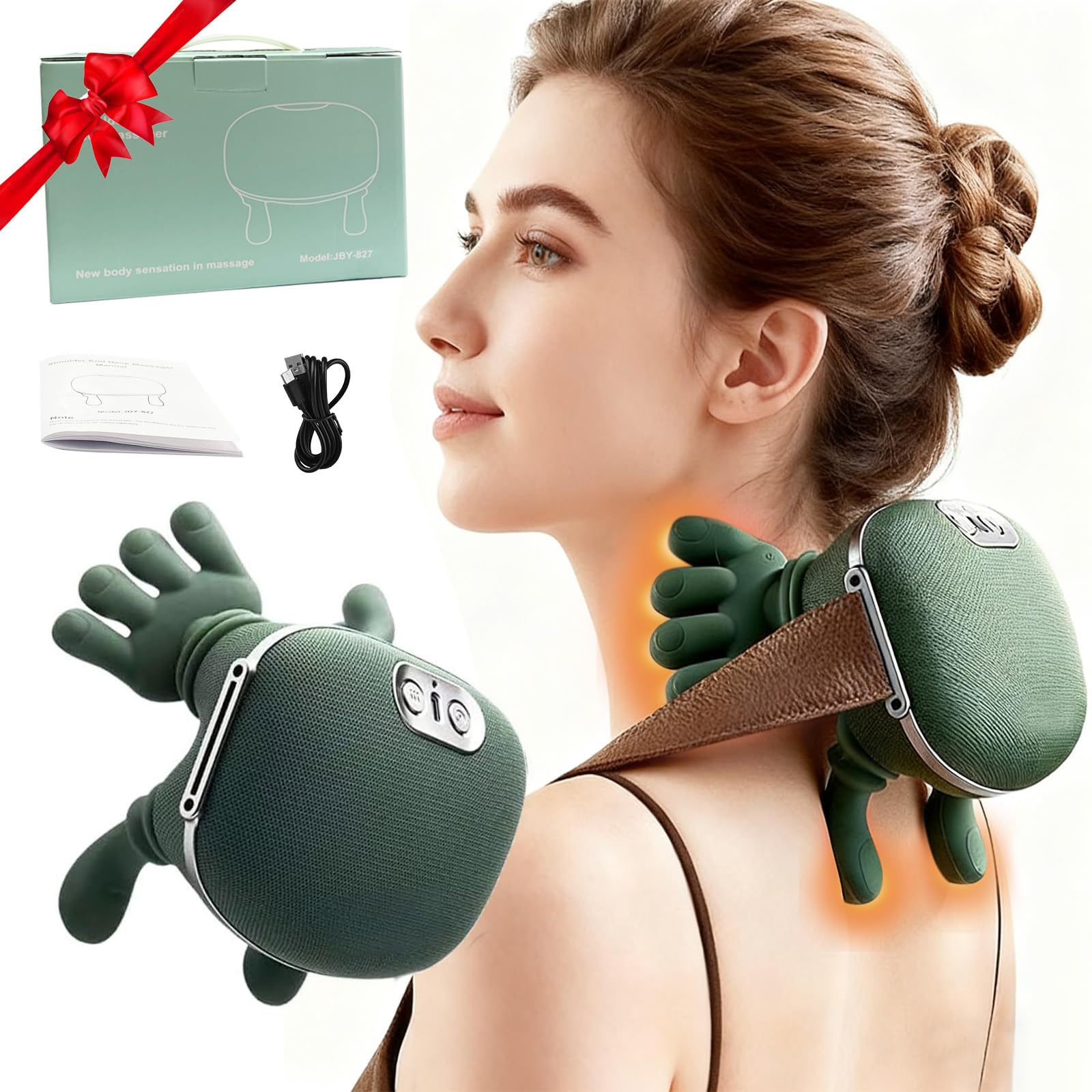 Photo 1 of Siasoo Neck Massager With Heat-Wireless Portable Shiatsu Neck and Shoulder Deep Tissue 4D Kneading Back Massage With Fingers,Simulated Human Hand Design Muscle Relax Massager Mothers Day Gifts For Mom