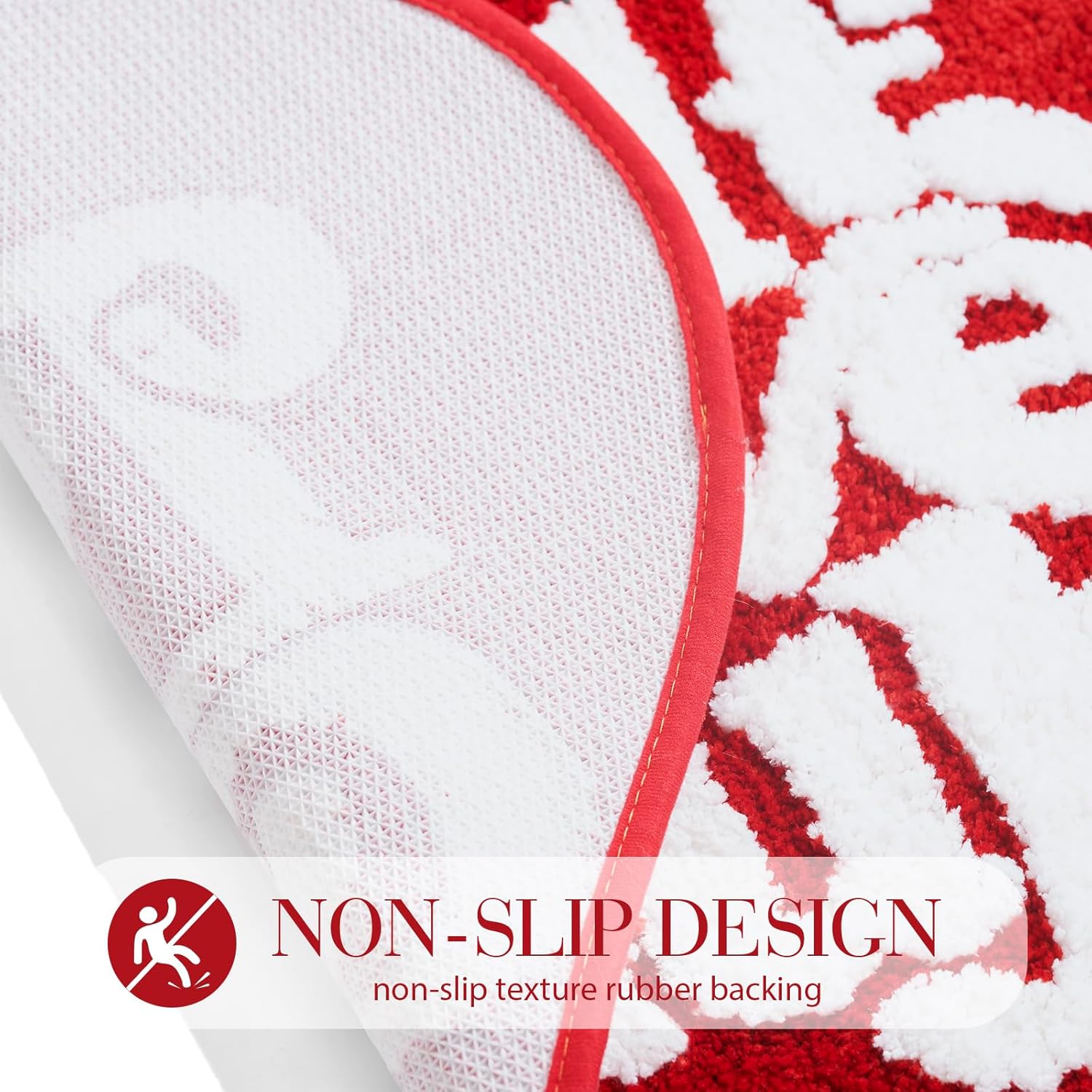 ELDONE Self Love Club Rug Heart Shaped - Cute Bath Mat Non Slip, Funky Aesthetic Groovy Small Accent Rugs for Bedroom Bathroom, Girls Preppy Room Decor, Red Heart Rug 28"x23"