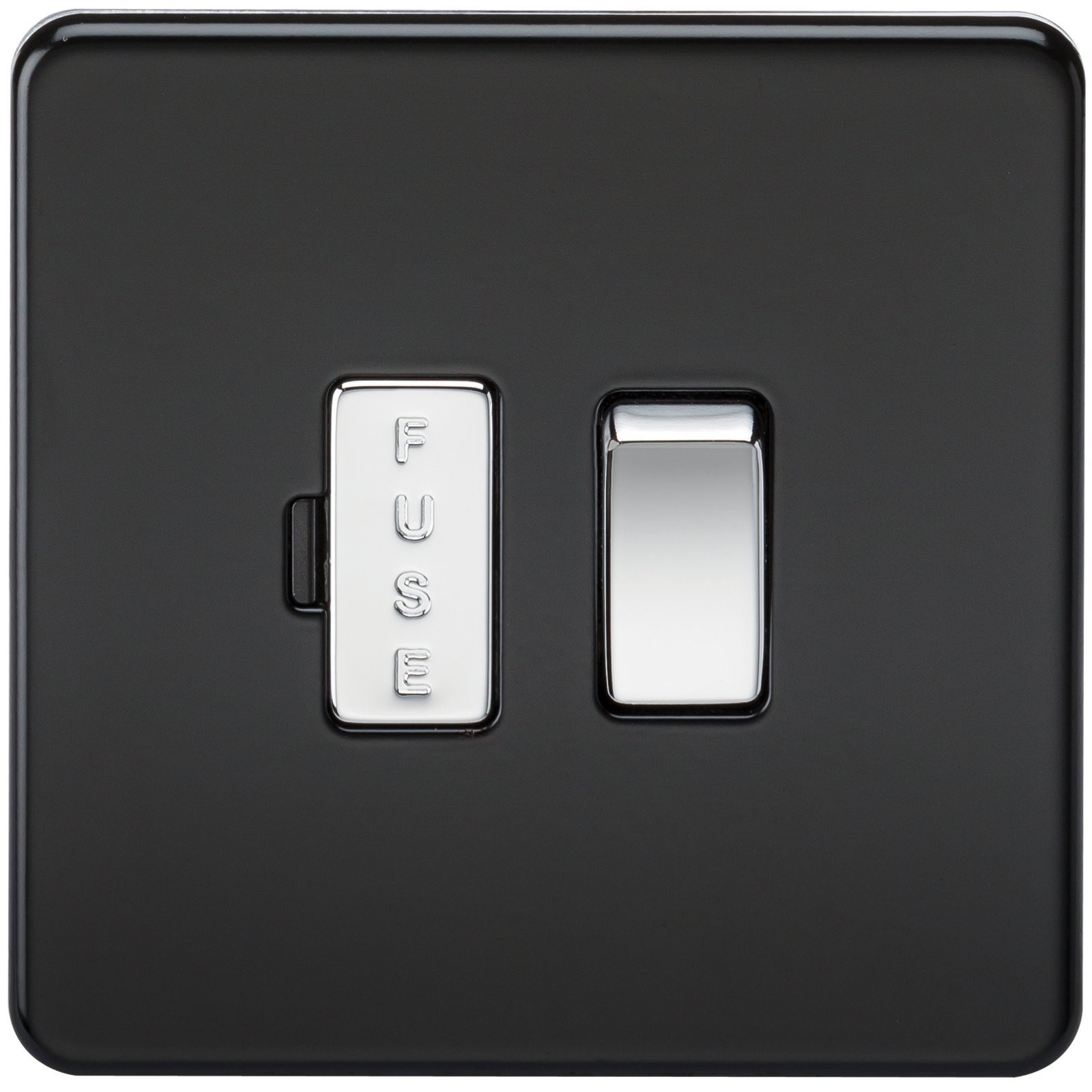 Knightsbridge Black / Chrome Sf6300mb Screwless 13 A Switched Fused Spur Unit, Matt With Rocker