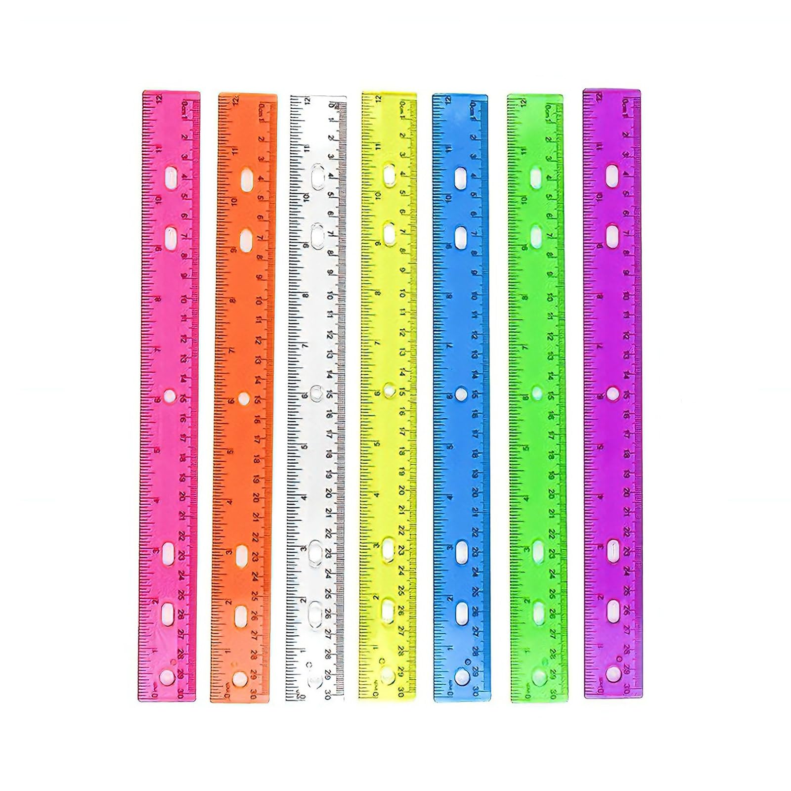 Hsioluted Transparent Coloring Drawing Ruler 12Inch Clear Colorful Rulers With Inches Centimeters Scale Math Measuring Ruler For Drawing Drafting Classroom