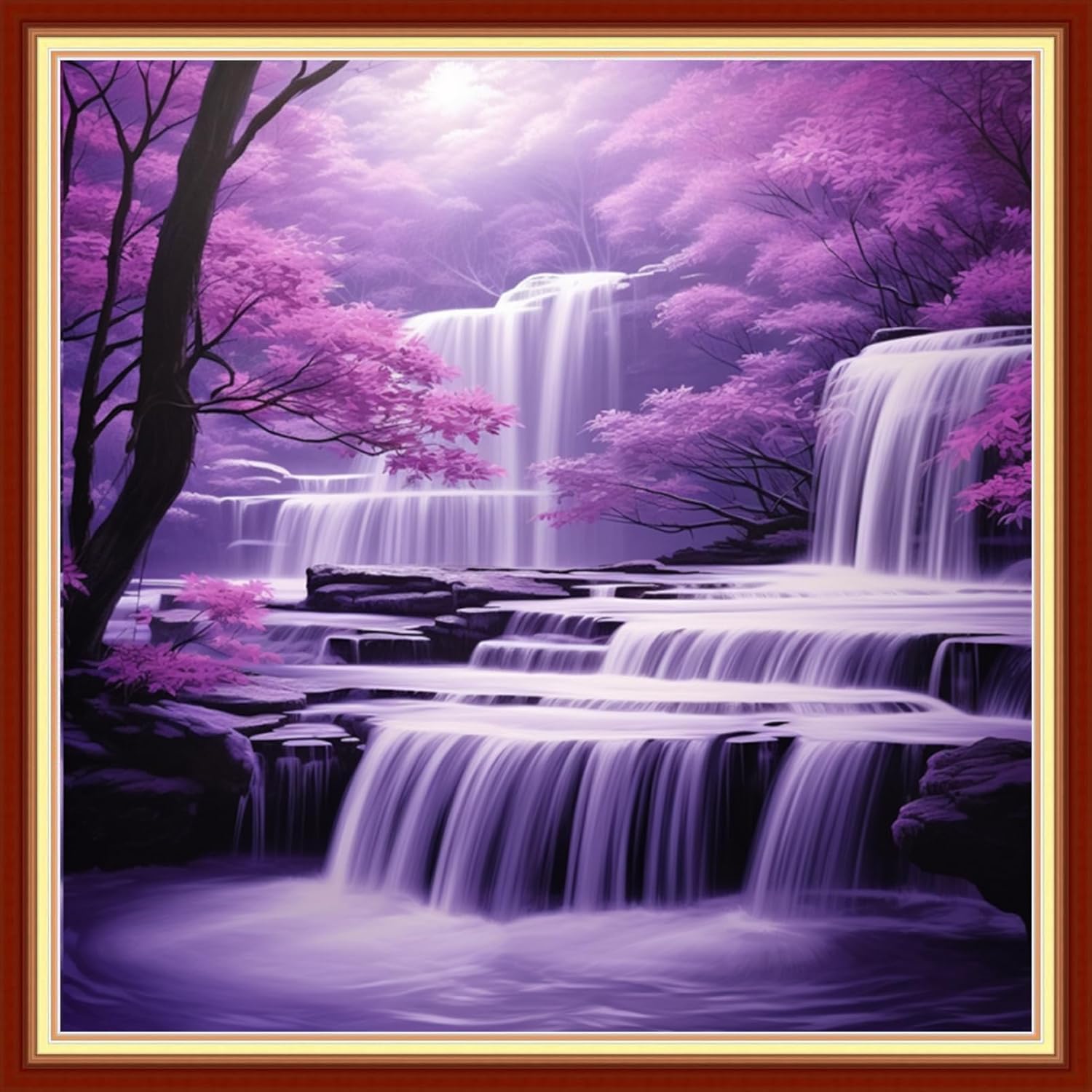 Funxvoot Stamped Cross Stitch Kits Beginners Full Range of Embroidery Starter Kits for Adults 11CT Printed Cross Stitch Kits for Beginners Adults-Maple Leaf Waterfall 18x18 inchs
