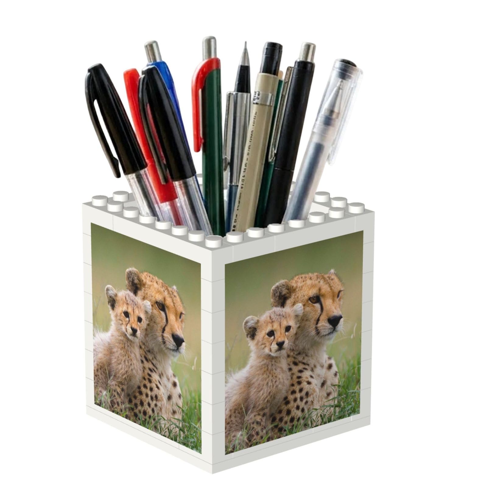 Poadnly Wild Animal Cheetah, Pen Pot Pencil Holder for Office Home School, Compact Desk Organiser for Office Stationery