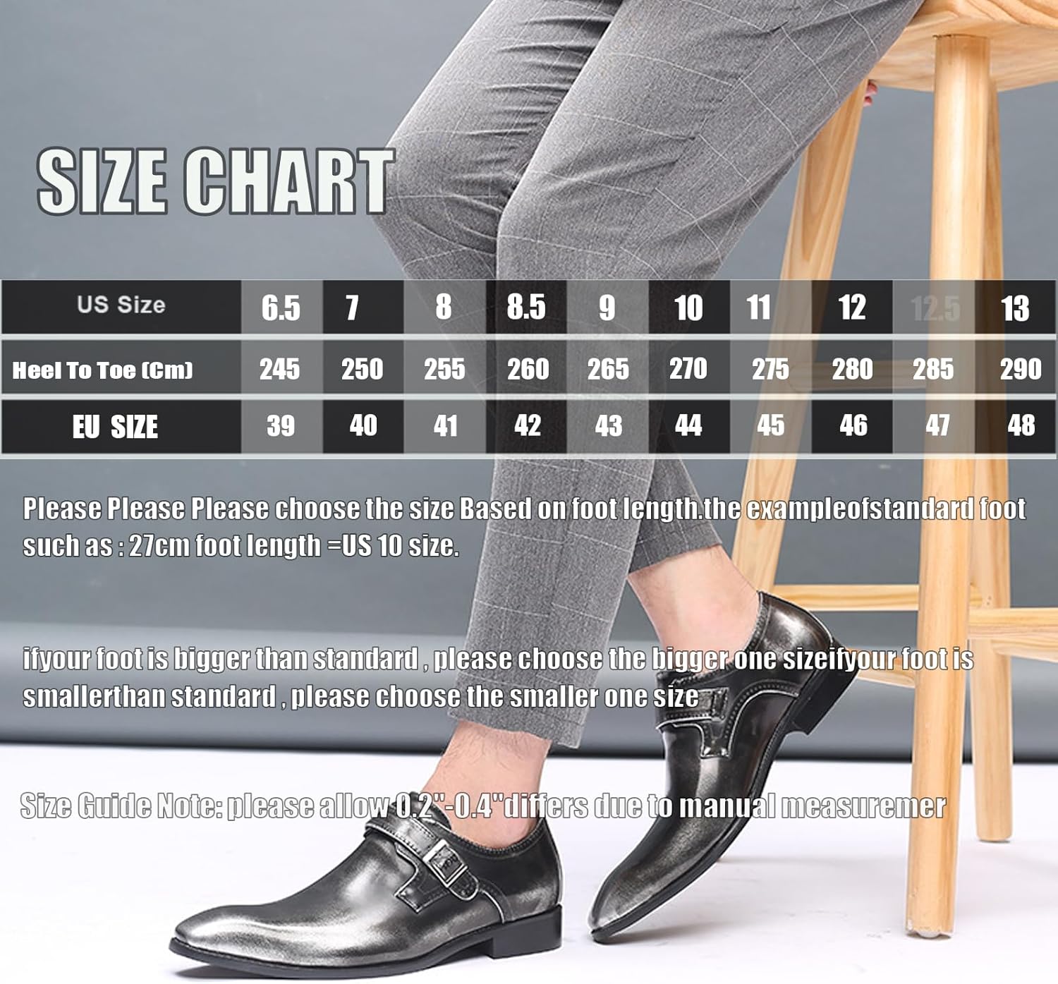 Men's Leather Hand Stitching High Top Ankle Boots Comfort Slip On Orthopedic Leather Boots Men Side Zipper Driving Hiking Casual Non-Slip Waterproof Driving Chukka Boots - Image 4