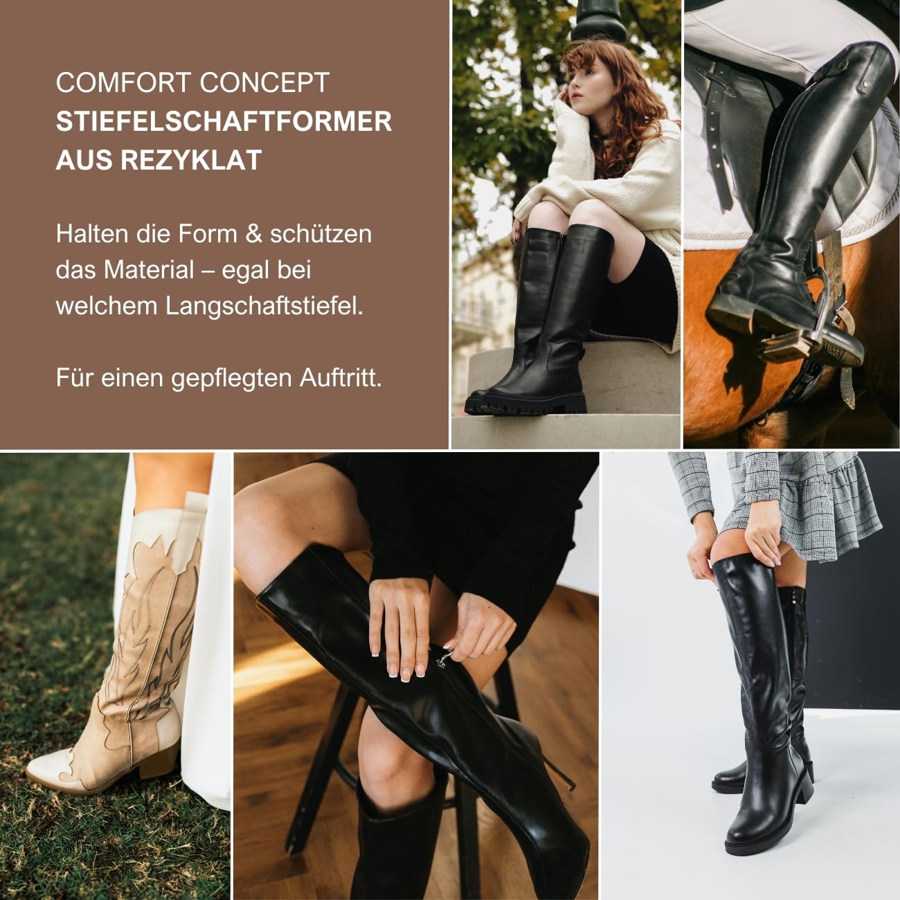 CC Universal Stiefel-Schuhspanner (1 Paar) aus 100% Rezyklat, hält den Stiefelschaft perfekt in Form, verhindert Knickfalten und Risse, Stiefelformer mit innovativer Automatik-Mechanik