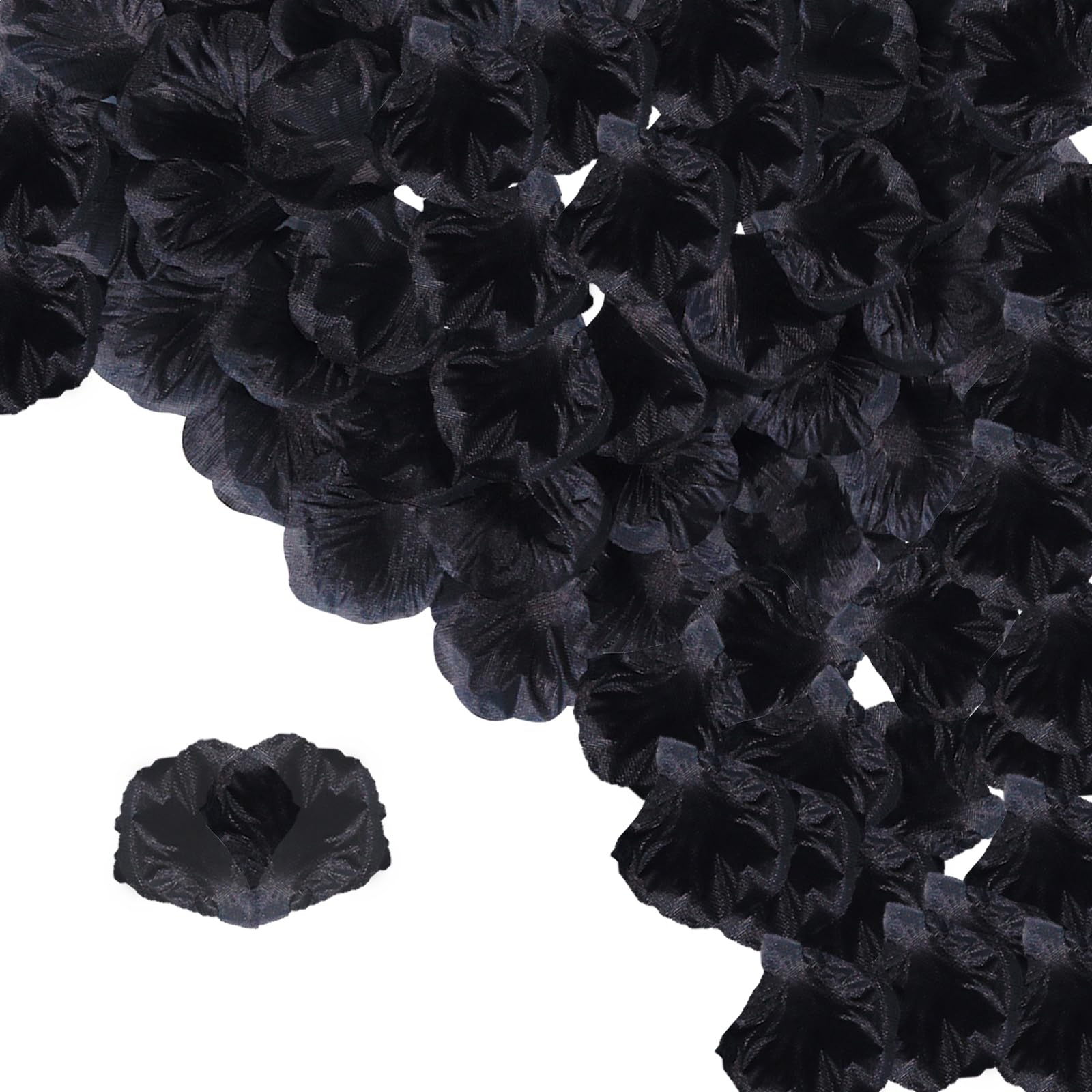 AWARDSEN 1500 PCS Fake Rose Flower Petals Artificial Silk Rose Flower Petals Bulk Black Fake Rose Flower Petals for Wedding Proposal Decorations Fake Black Rose Petals for Romantic Night for Her Set
