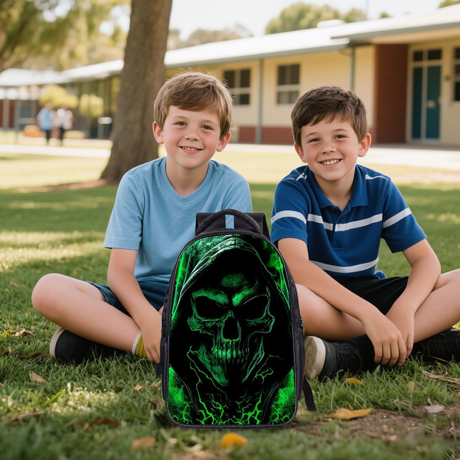 Generisch 3-teiliges Schüler-Rucksack-Set, doppellagige Schultasche mit Mittagessen und Bleistift, leichte, langlebige Büchertasche für Teenager, Jungen und Mädchen (C, 40x30cm)