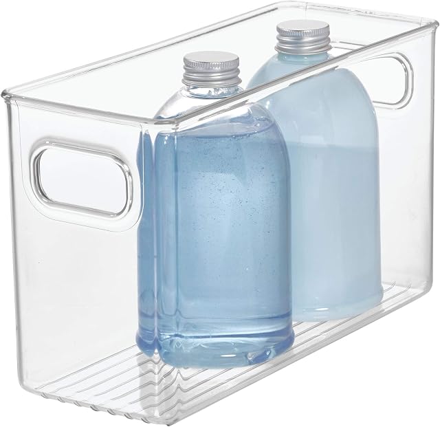 InterDesign 69330 Linus Storage/Organiser Box with Handles, Made of Plastic, Clear, Large
