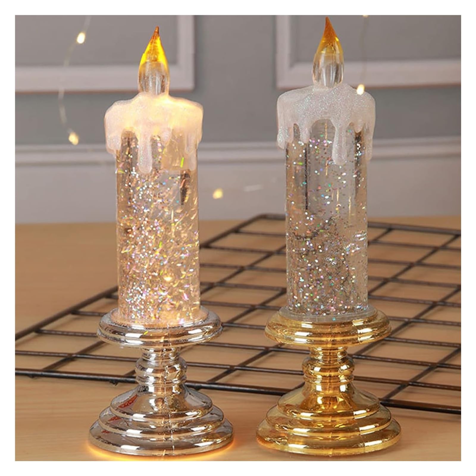 Candele LED Senza Fiamma - Candele da tè a Batteria con Effetto tremolante for Decorazioni for Matrimoni, Natale e Feste(Gold)