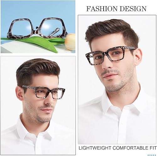 Miniatura 8 de MARE AZZURO Anteojos de lectura cuadrados retro 1.00 para hombres grandes 100 125 150 175 200 225 250 275 300 350 400 500 600 (verde, 1.0)