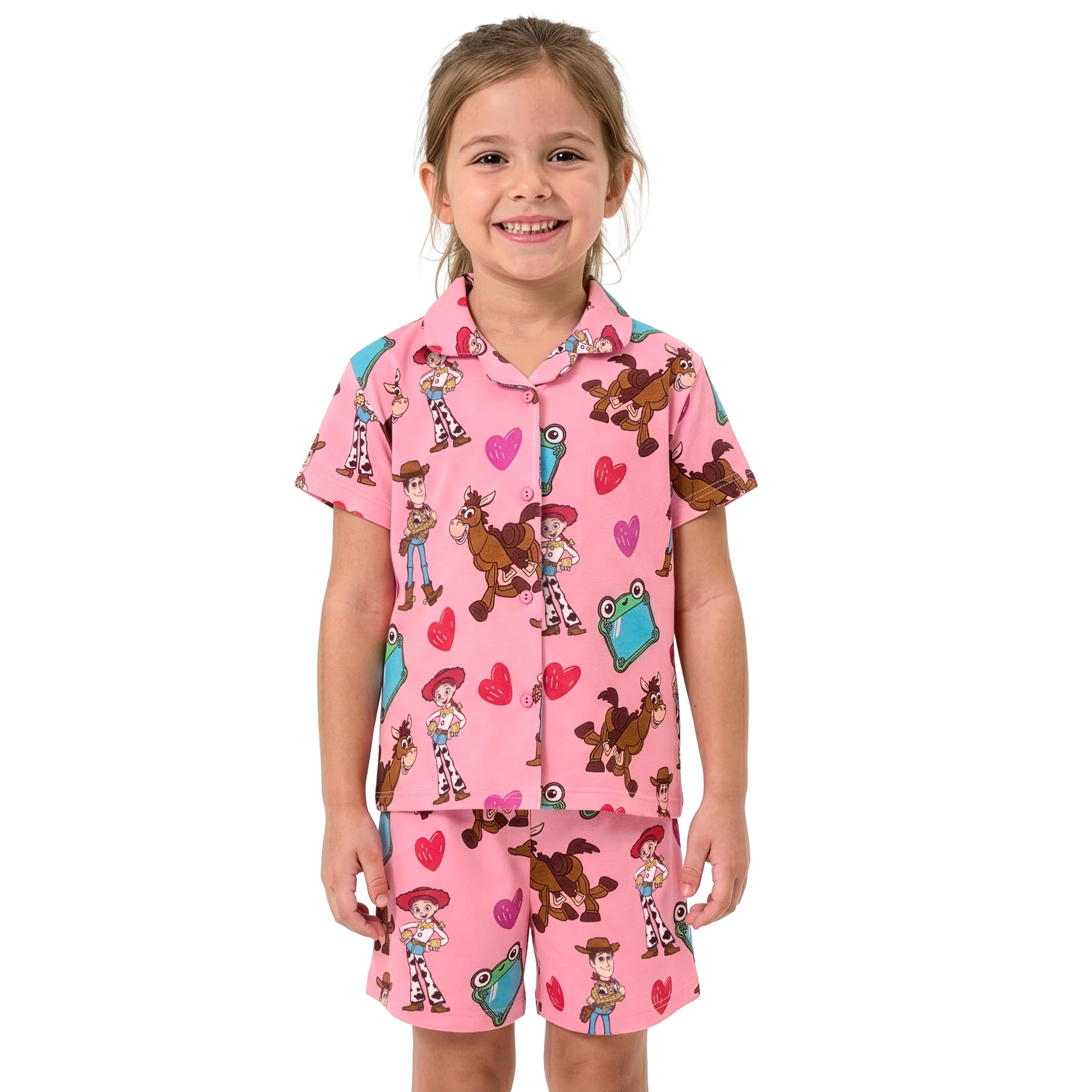 Disney Pigiami Ragazza, Toy Story Pigiama Bambino con Jessie, Woody & Bullseye, Pigiama Cotone Bambina Short Set, 2-8 Anni