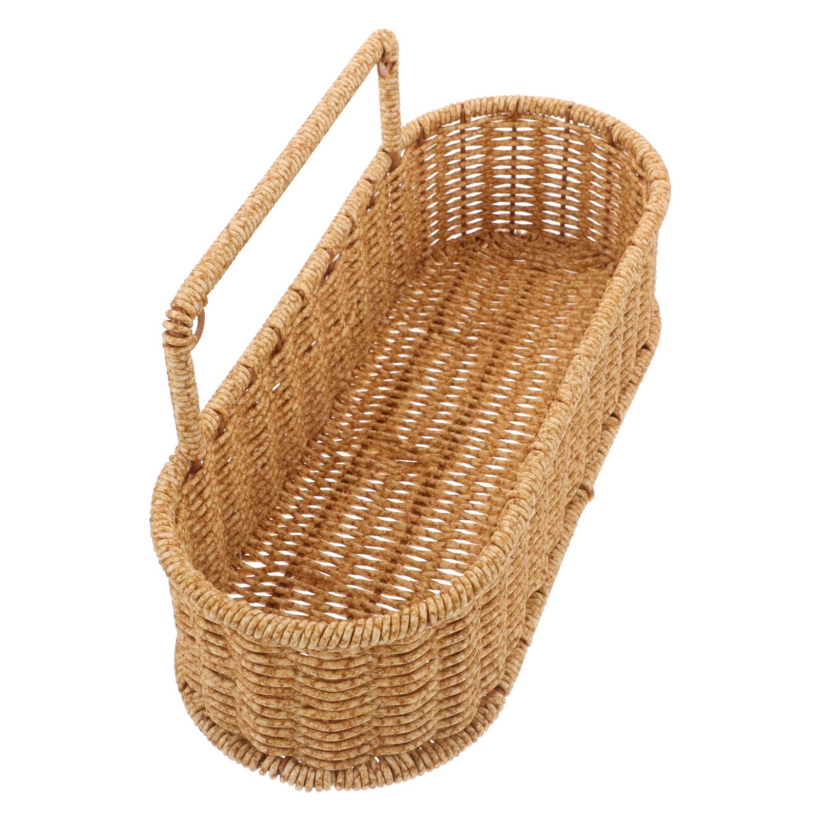 Cesta de almacenamiento de pared tejida en plástico amarillo retro para baño y cocina
