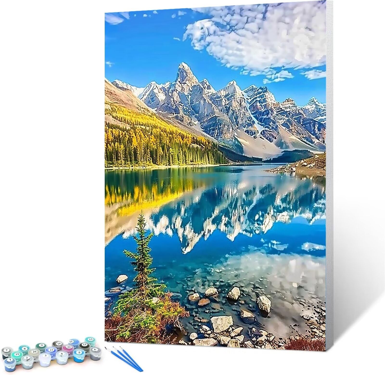 Malen Nach Zahlen Kinder Erwachsene Anfänger, Panorama Malen Nach Zahlen ab 9 10 11 Jahre Mädchen und Junge, Malen Nach Zahlen Kristall 2 Pinsel und Acrylfarben 60x80cm (mit Rahmen)