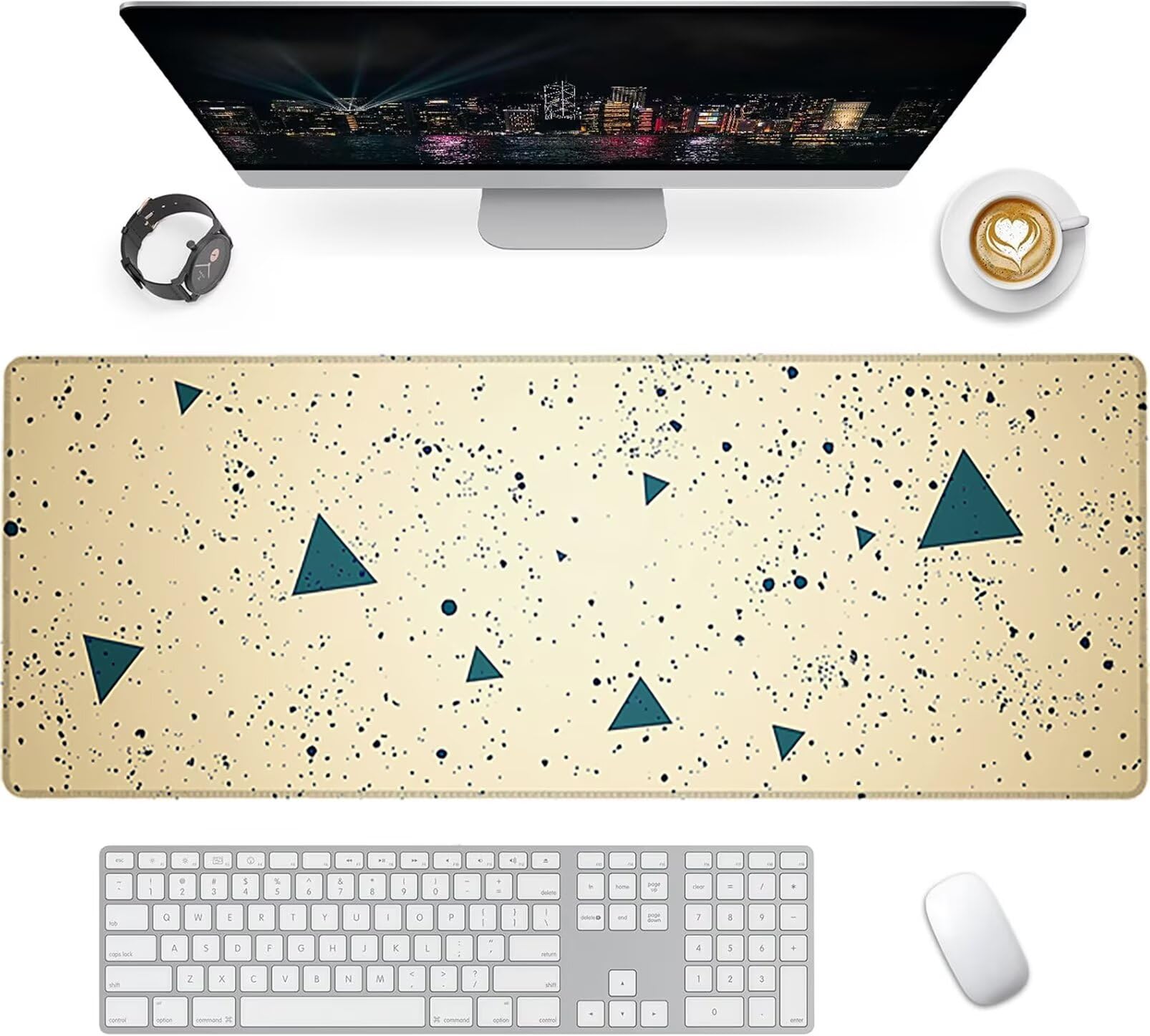 Lpfieonn Einfach Großes Schreibtischunterlage, XXL Schreibtischunterlagen, Beige XXL Wasserdicht Gaming Mousepad mit Vernähter Rand und Rutschfeste Gummibasis, für Laptop/Hause/Büro 120x60cm PF-3617
