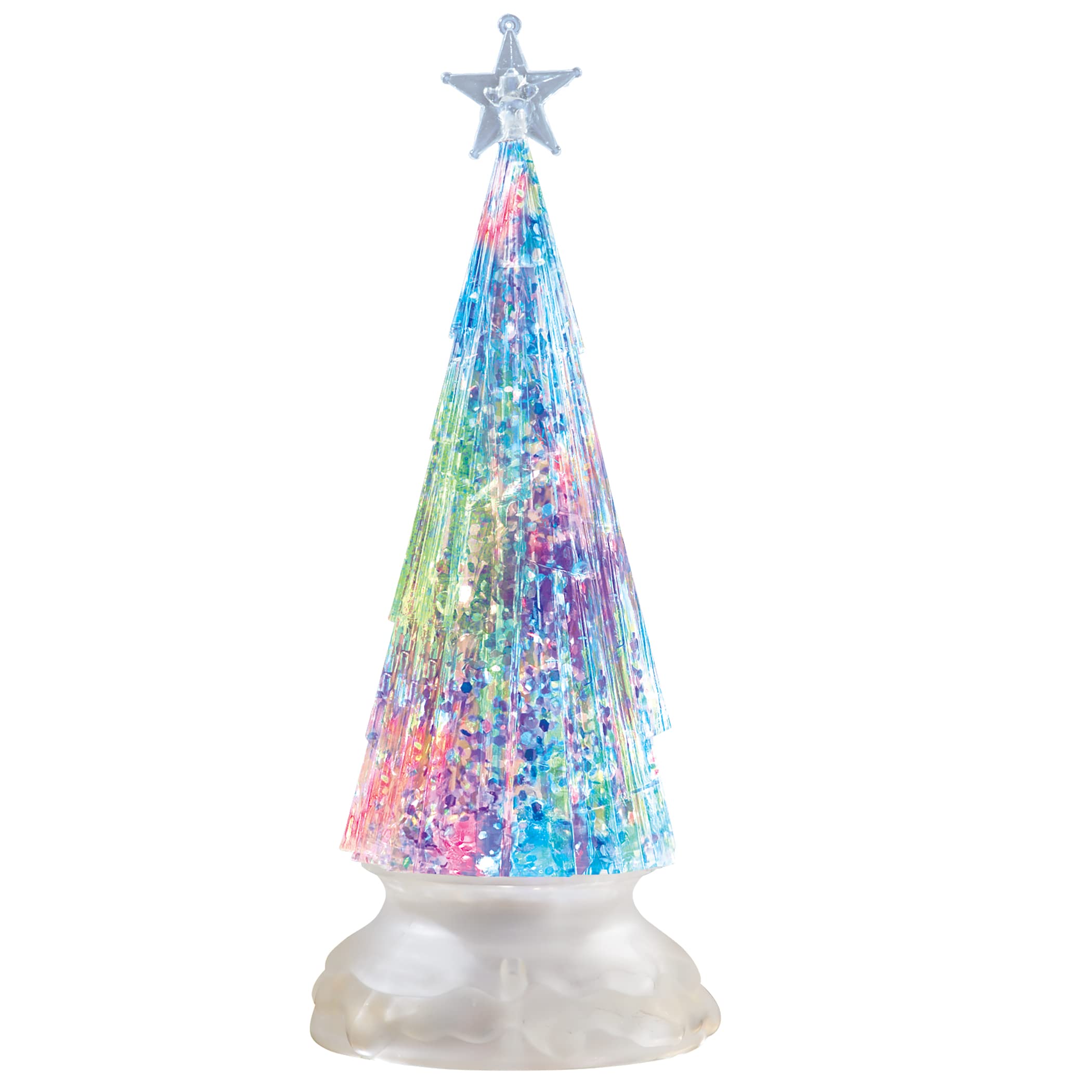 Collections Etc Color-Changing Snow Globe Tree Decoration