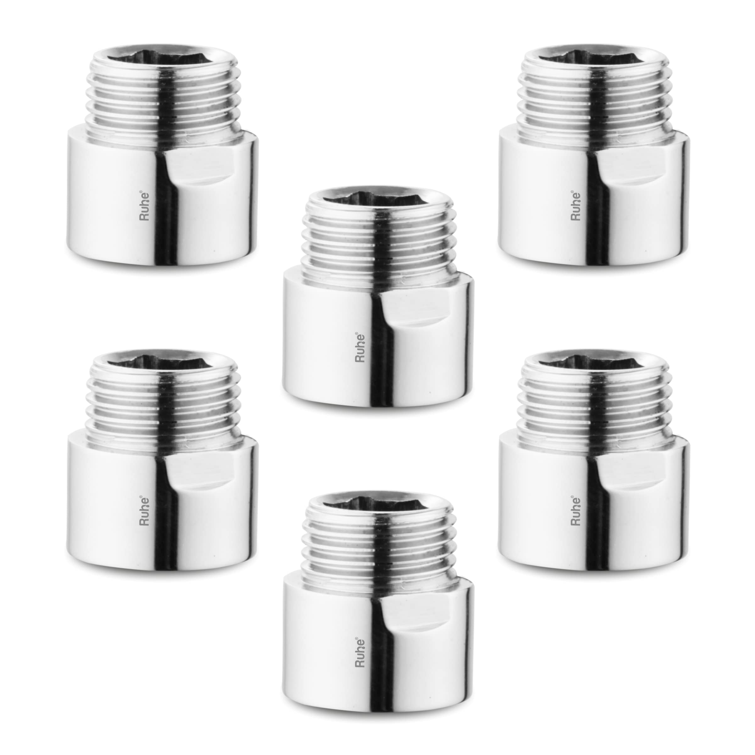 Ruhe® Brass Extension Nipple for Pipe | 1 Inch | Full Brass Extension Nipple for Pipe Fittings | Pack of 6 | Chrome Finish-image-46