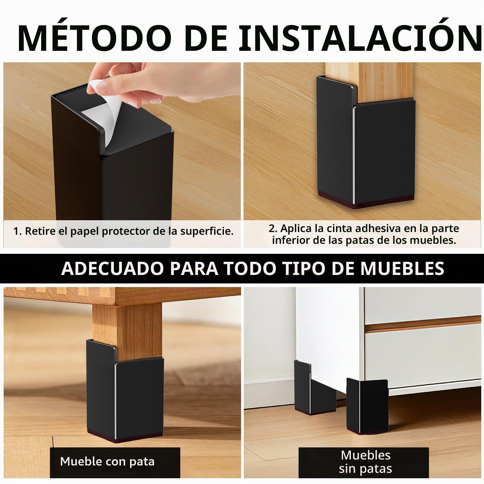 Elevador de muebles de 4 pulgadas, 10 cm, de acero al carbono, autoadhesivo, elevador de muebles, altura de mesa, elevador de silla, 8 cm de diámetro, cada pie de elefante rodamiento 2500 PFD