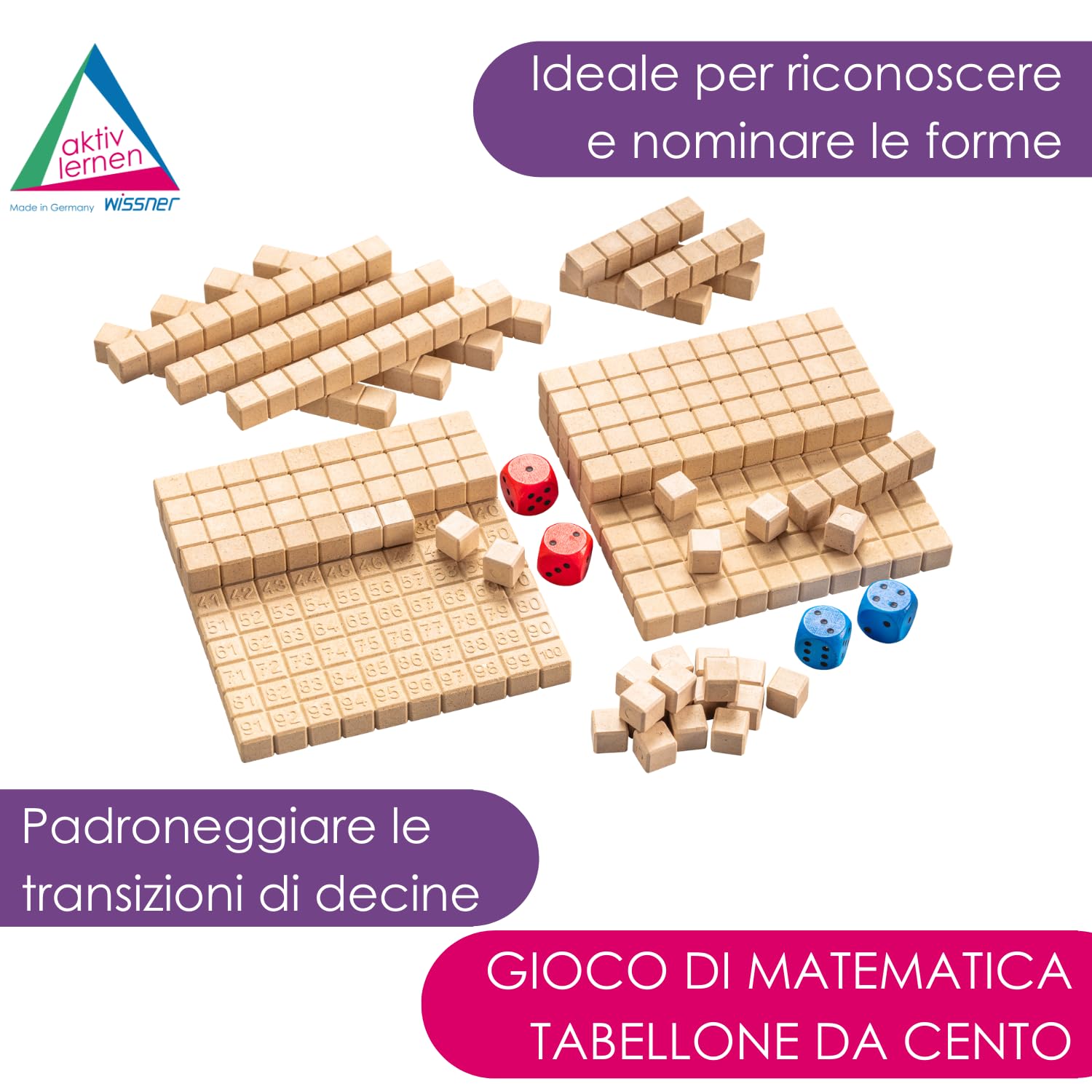 WISSNER® Aktiv lernen - Gioco matematico - Funzioni di Addizione e Sottrazione - RE-Wood®