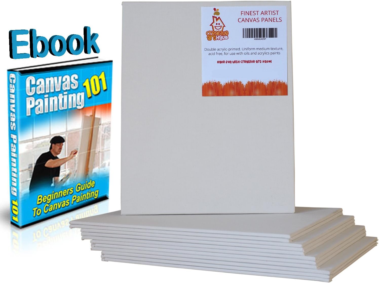 12x Canvas Panels 8X10" Made in USA - Pack of 12 Inch Blank Artist Cotton Canvas Boards - Ideal for Acrylic, Watercolor, Oil Painting