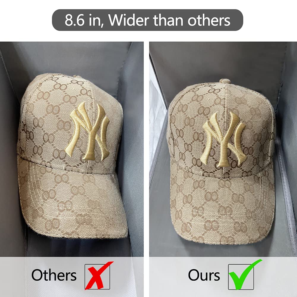 Confezione da 2 organizer per cappelli per armadio, larghezza 21,8 cm, design ampio per cappelli, borsa portaoggetti per cappelli da baseball con maniglie per il trasporto e coperchio, struttura