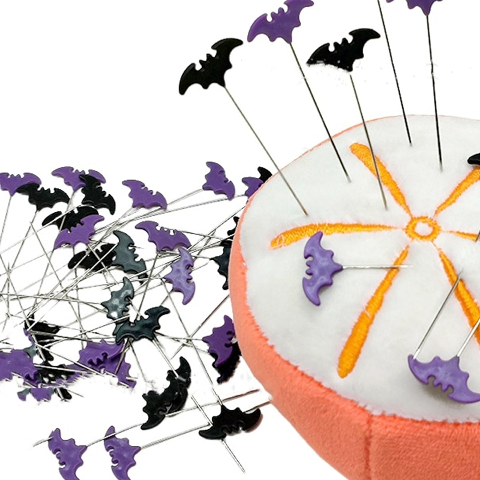 Suministros de costura, 50/100 alfileres de costura bordados, accesorios de Halloween, murciélago, aguja de coser, herramientas de costura, decoración, organizadores de manualidades y almacenamiento,