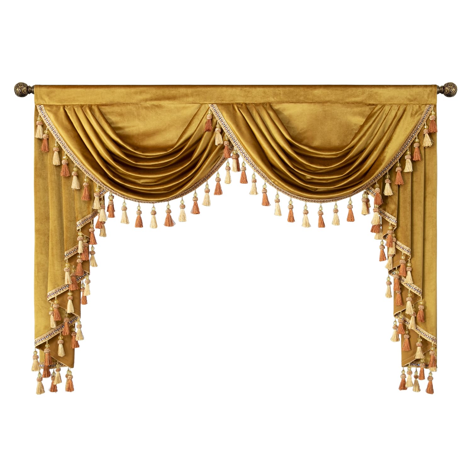 Cenefas de cascada amarillas de terciopelo vintage VOGOL para salón