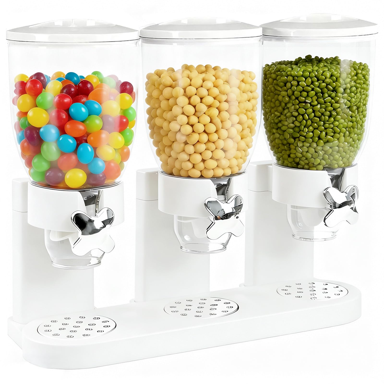 Cereal Dispenser 2L, Dreifacher Müsli Verteiler für die Arbeitsplatte, Müslispender 3er Set Luftdichte Behälter für Müsli, Reis, Körner, Süßigkeiten, Kaffebohnen