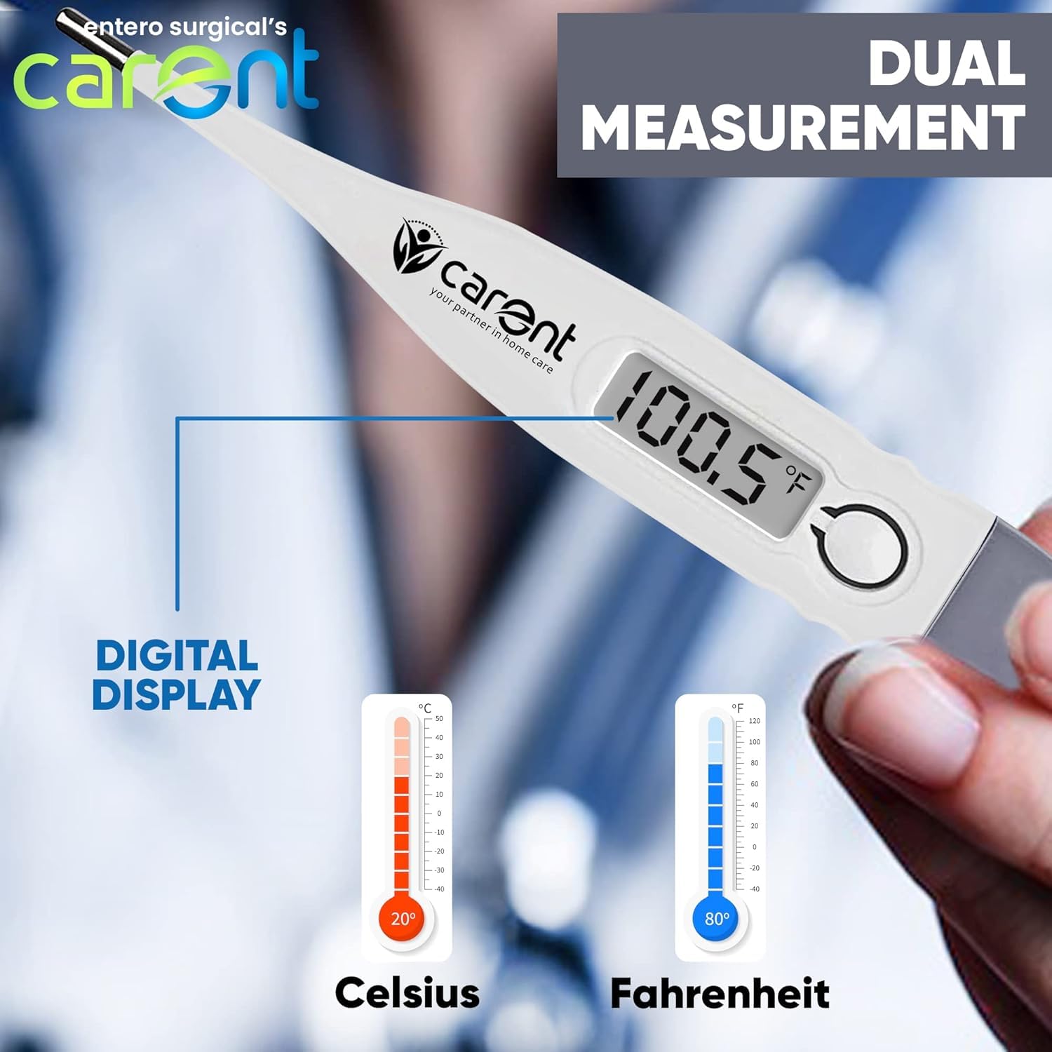Carent PHX01 Thermometer | Digital, Flexible Tip, Waterproof | Fast Fever Reading for Babies, Kids & Adults 4