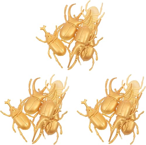 Miniatura 8 de Totority 15pcs Golden Beetle Modelo Juguetes Escarabajo de plástico falso Insectos realistas Broma Juguetes Broma Truco de miedo divertido broma
