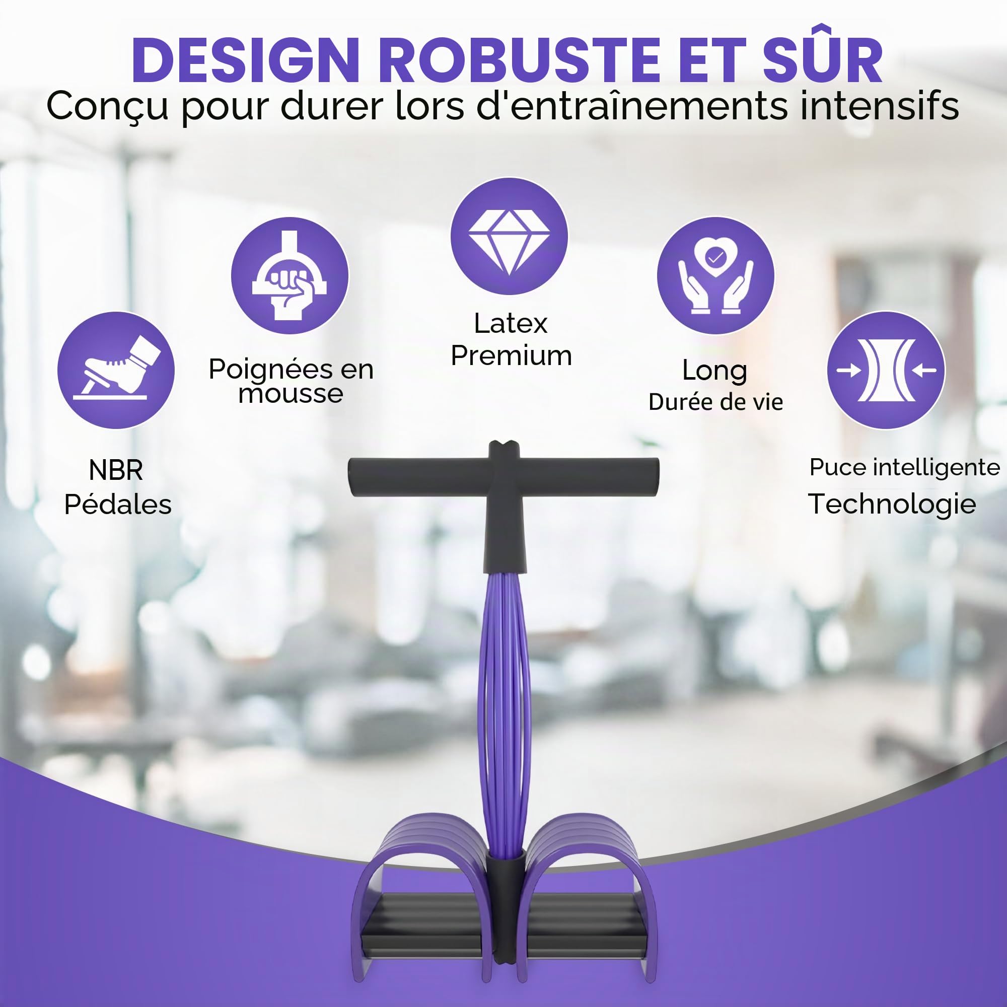 Pédale de Fitness Élastique Corde de Tension, 6 Tubes Multifonctionnelle Bande de Résistance Bodybuilding