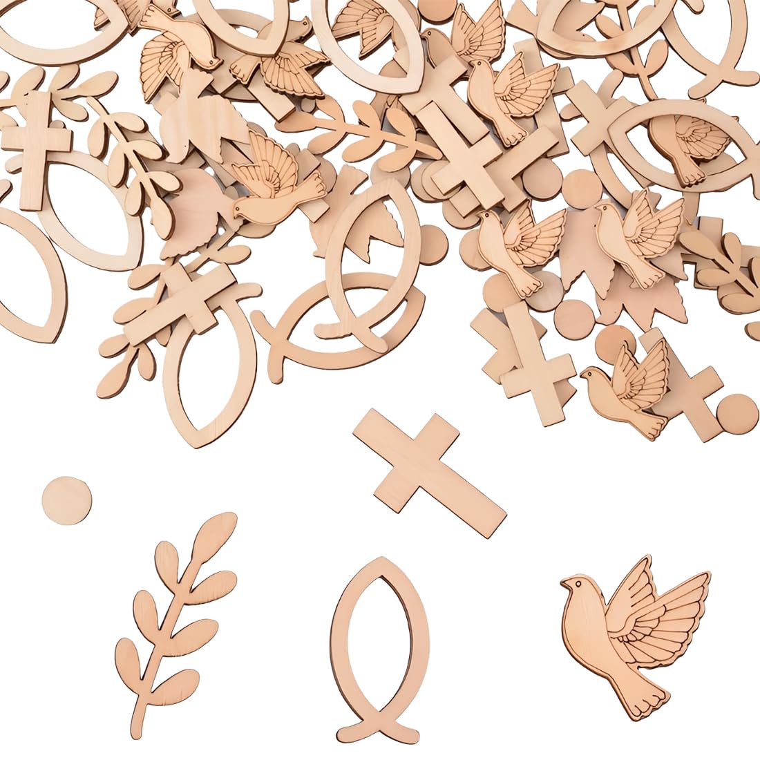 100 pièces de décoration en bois pour baptême, convenant aux fêtes prénatales, baptêmes, fêtes de garçons/filles et autres occasions