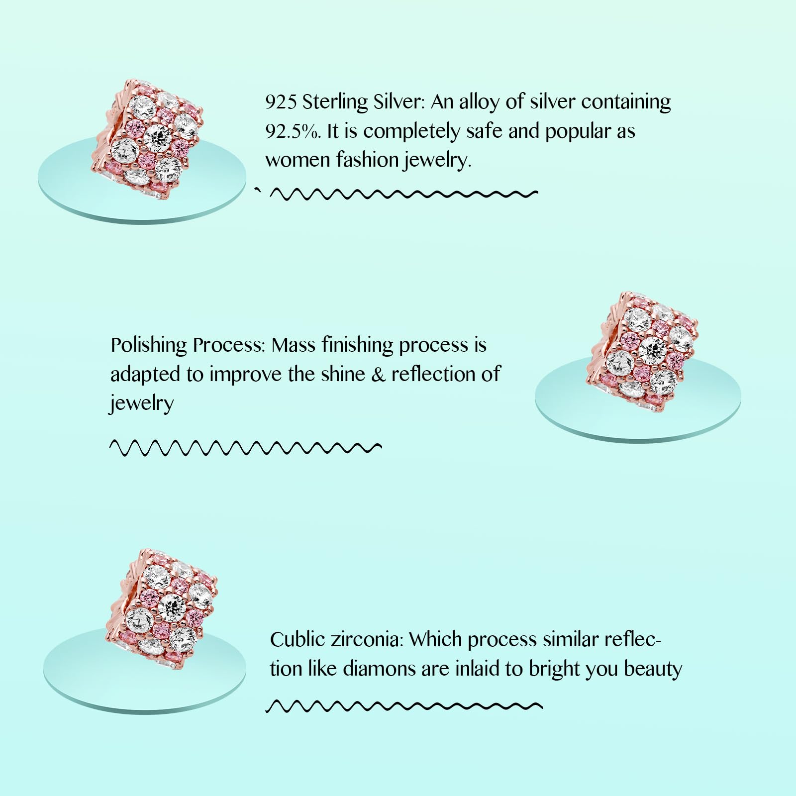 Annmors 925 Sterling Silver Clips Distanziatore Catena di Sicurezza Ferma Ciondoli Ciondolo in Vetro di Murano per Donna Bracciale Collana Gioielli Regalo