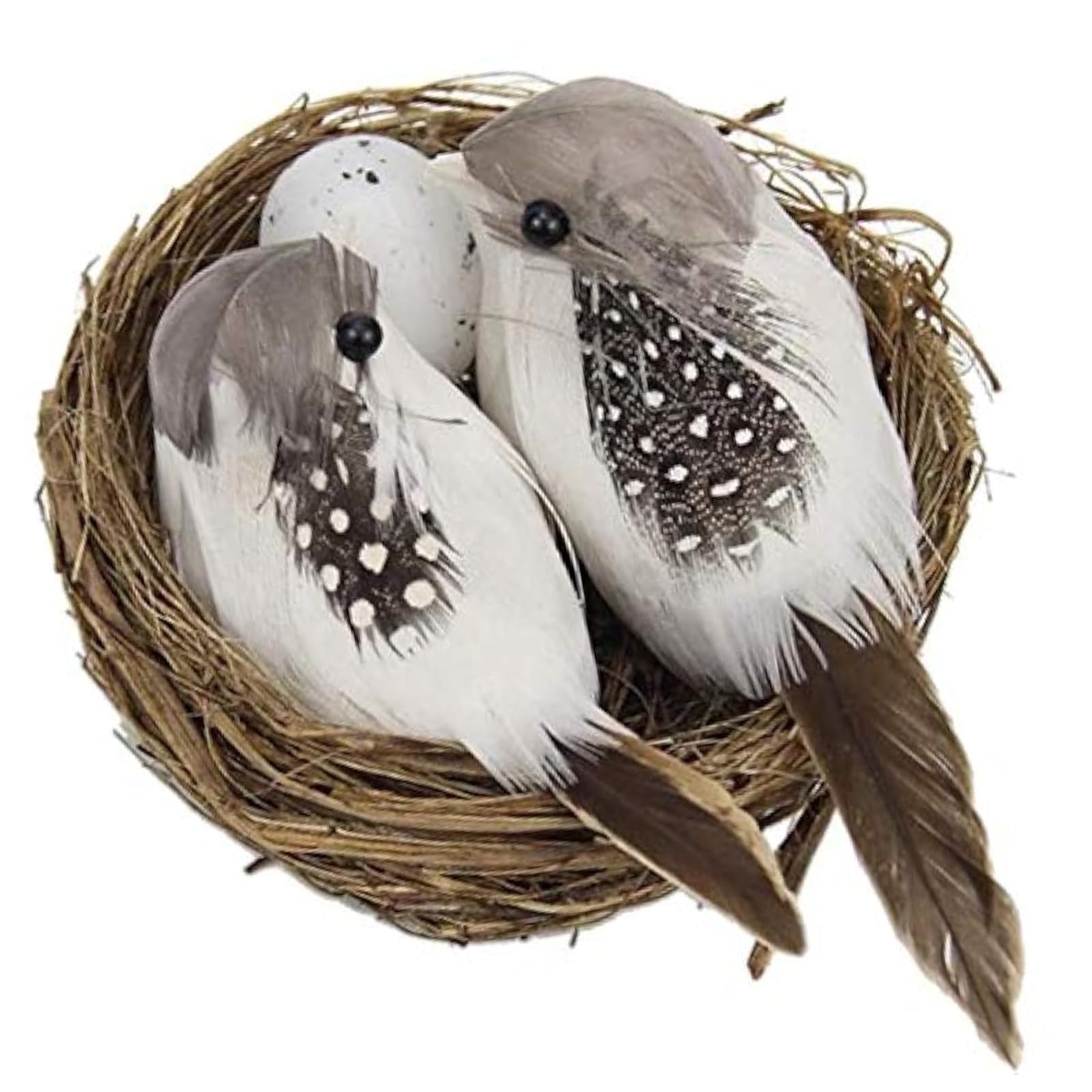 Artificial Birds Nest, Mini Bird House for Balcony, Bird Cage Accessories, Birds Nest with Feathers and Eggs, 9 * 7 * 5 cm, Perfect for Home and Garden Decor(Just Decorations)