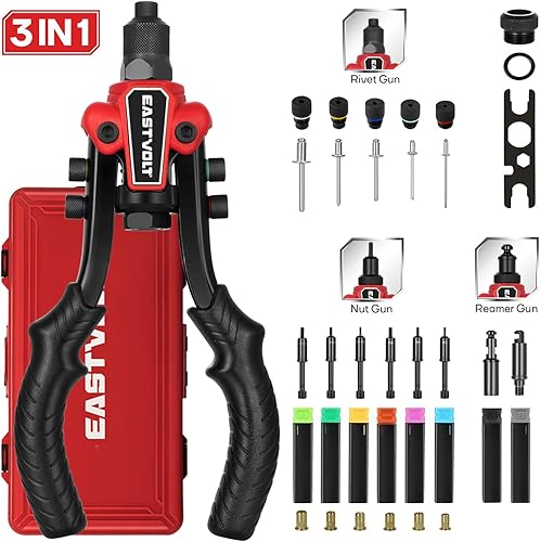 Miniatura 2 de Eastvolt Herramienta de tuerca de remache, remache de mano 3 en 1, pistola de remache, herramienta de tuerca de remache 3 en 1, incluye 60 tuercas
