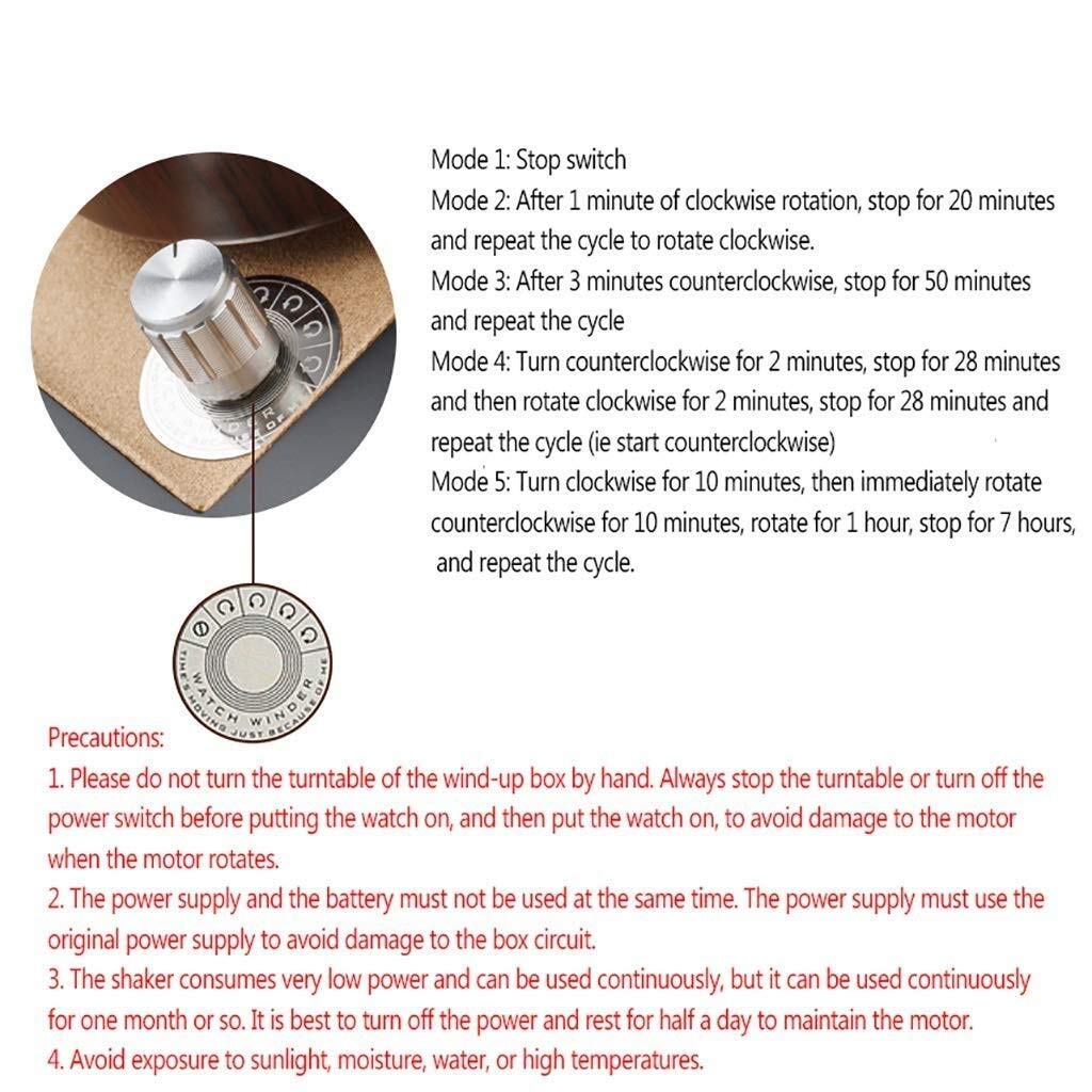 Enrollador de Relojes automático Enrollador de Relojes mecánico automático Caja para 4 Relojes de Pulsera + 6 Estuches de Almacenamiento Caja de Almacenamiento para Reloj，
