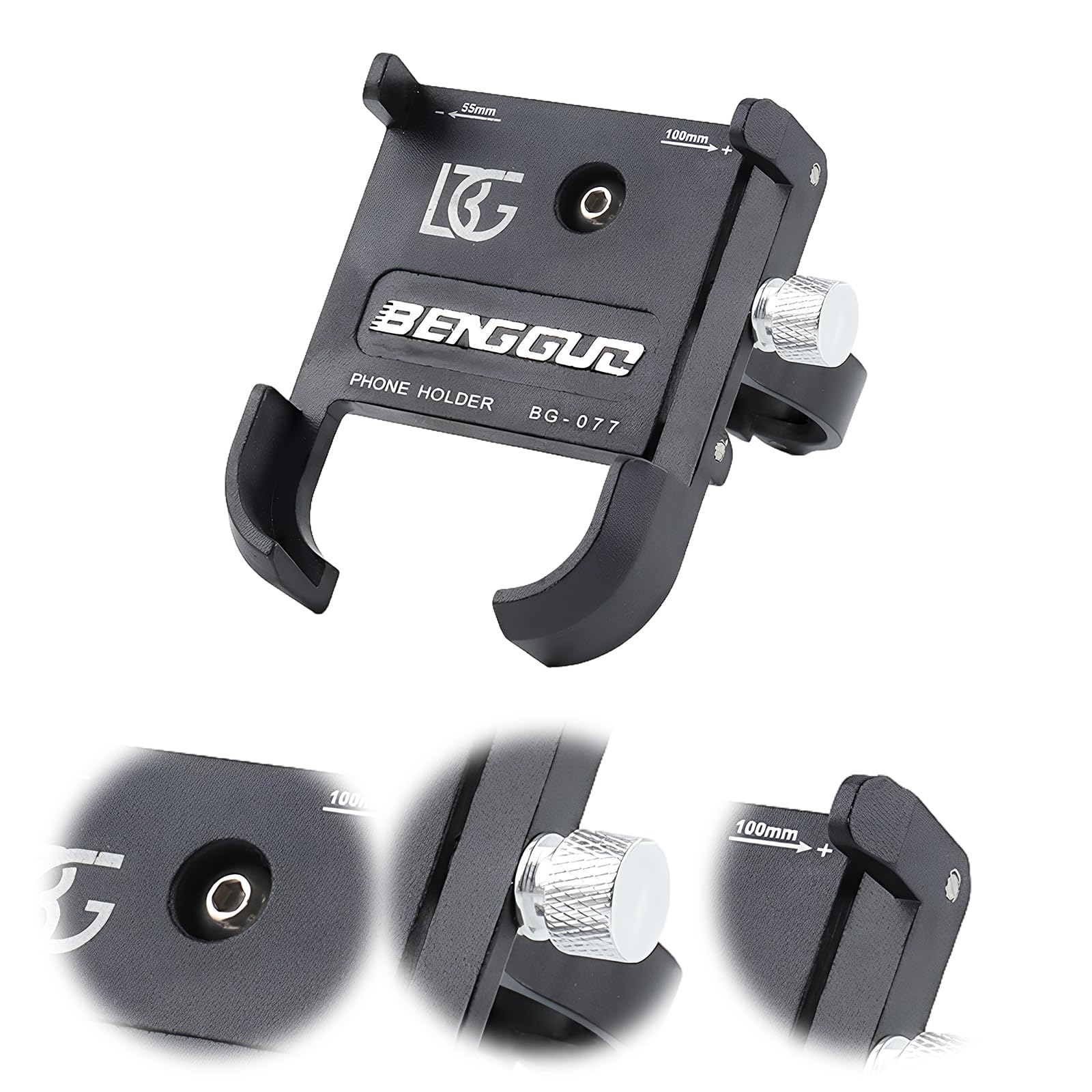 Porta cellulare per bicicletta in lega di alluminio, supporto | Supporto per telefono in lega di alluminio, antivibrazione, regolabile 360°, compatibile con manubri 21–31,8 mm; 3 pezzi
