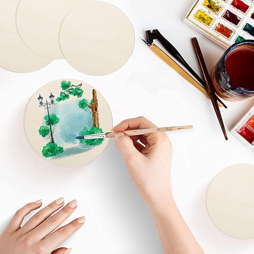 Miniatura 4 de 30 discos de madera redondos sin terminar de 4 pulgadas para manualidades, azulejos de madera, círculos de madera, rebanadas redondas, pintura y