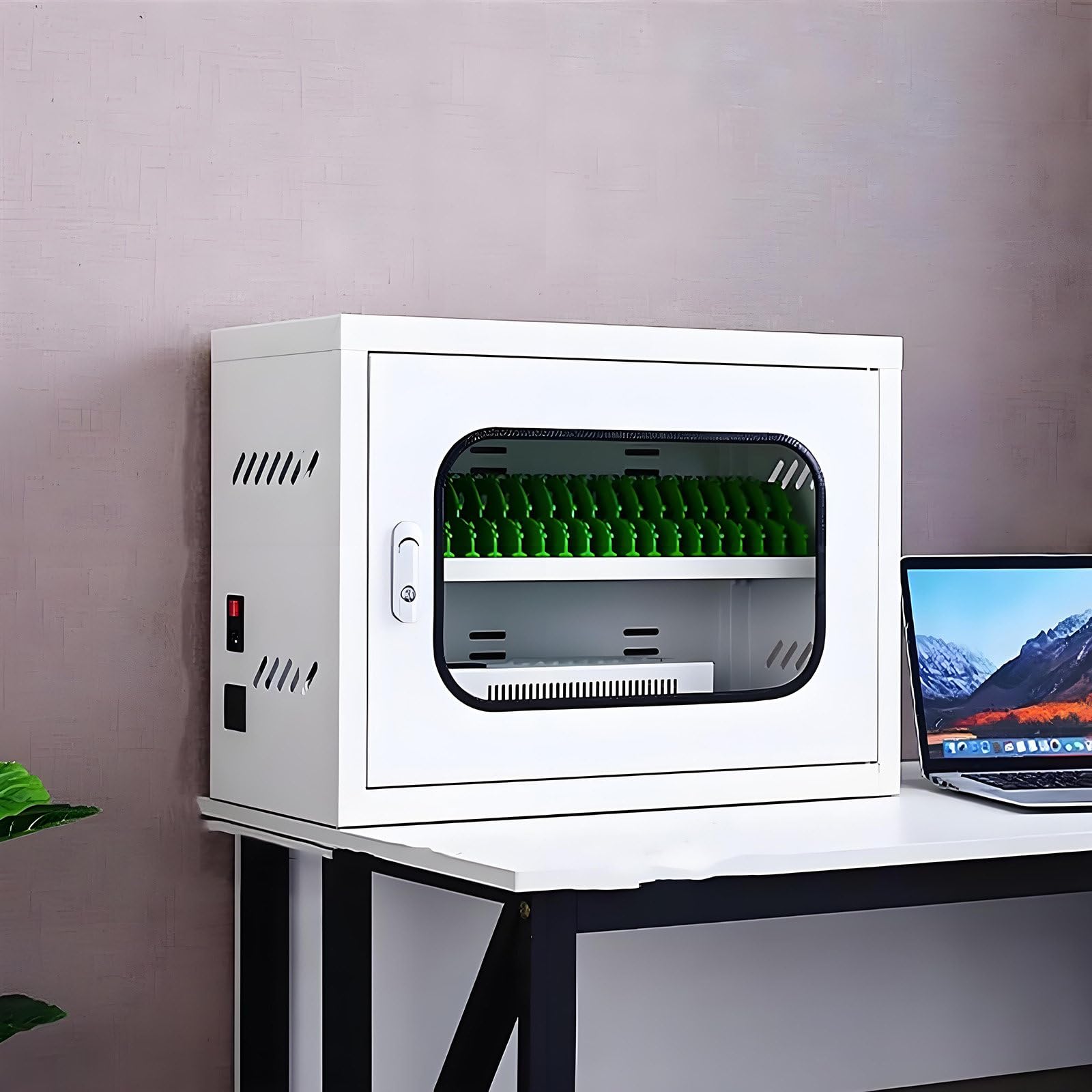 Carrello e armadietto per la ricarica di dispositivi mobili, carrello portacellulare,fino a 20-60 unità di telefoni cellulari,per scuola, azienda, armadietto con serratura a canale anteriore 20slots