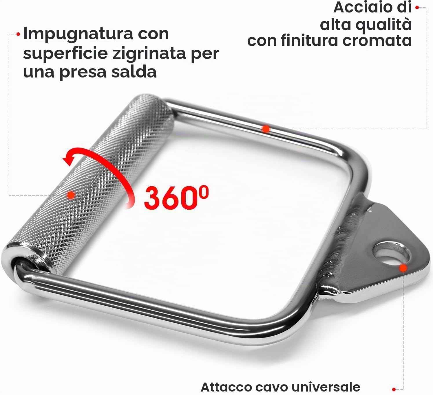 Yes4All Attacco per Cavo con Impugnatura a Doppia D, Impugnatura a Singola D per l'Allenamento con i Pesi, Accessori per Macchine a Cavo per la Palestra di Casa