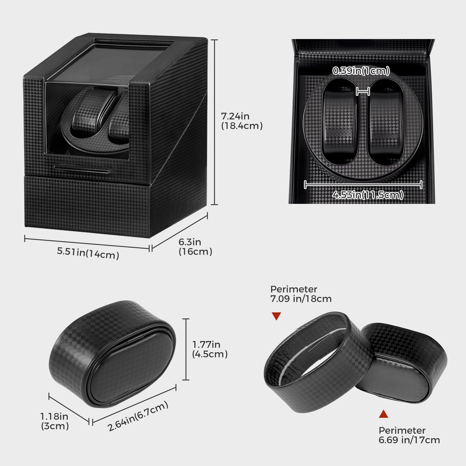 ProCase Remontoir Montre Automatique, Watch Winder, Boîte Montre Mécanique avec Moteur Silencieux, Support Montre en Fibre de Carbone -2 Slot