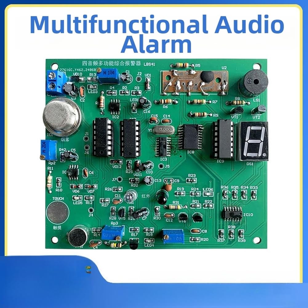 Kit de alarma de 4 tonos con detección de humo en tiempo real, detección táctil infrarroja, activación de sonido e indicación de modo visual a través de pantalla digital