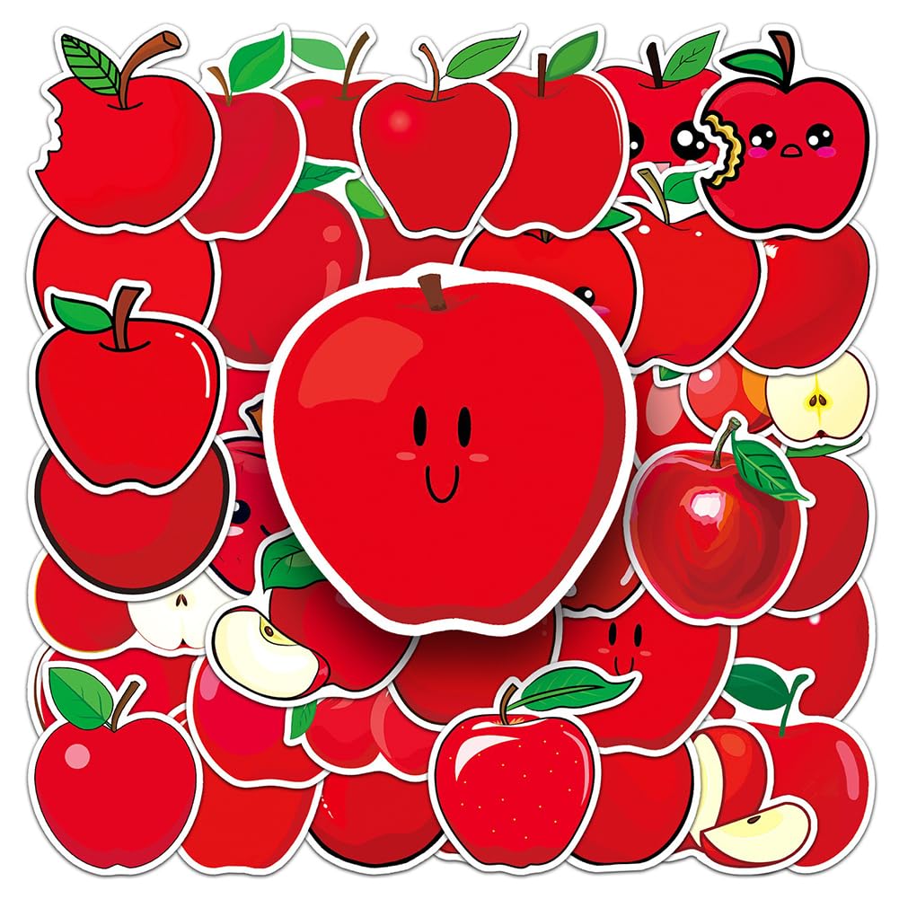 Adesivi Apple |50 adesivi in vinile impermeabili a forma di mela per bottiglie d'acqua, biciclette, laptop, frigoriferi, bagagli, computer, cellulare, skateboard, bici