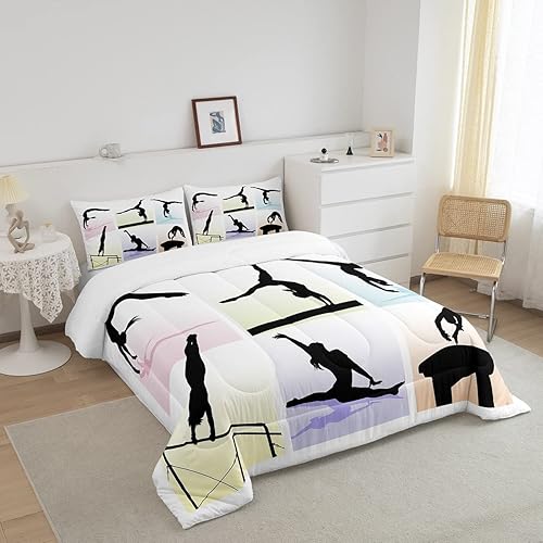 Miniatura 2 de Erosebridal Juego de ropa de cama de gimnasia de tamaño matrimonial, juego de edredón de princesa danza para niñas adolescentes, juegos de ropa de