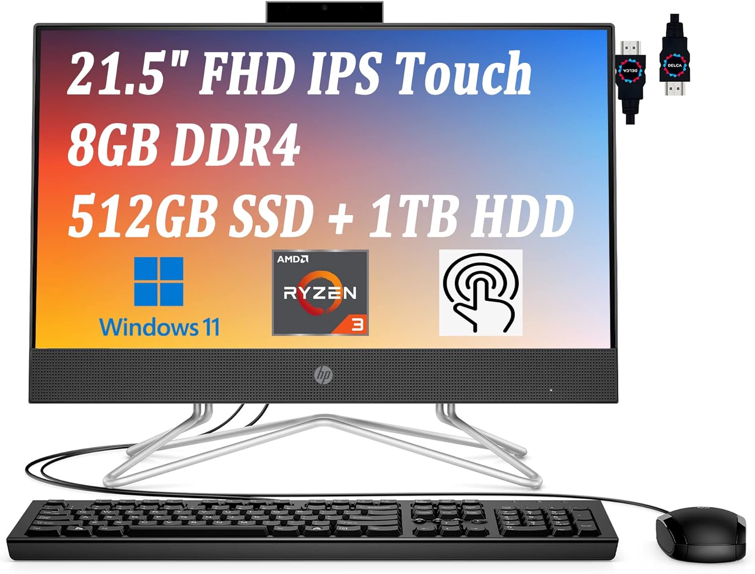 Buy HP 22 AllinOne Desktop Computer I 21.5 FHD IPS Touchscreen (72