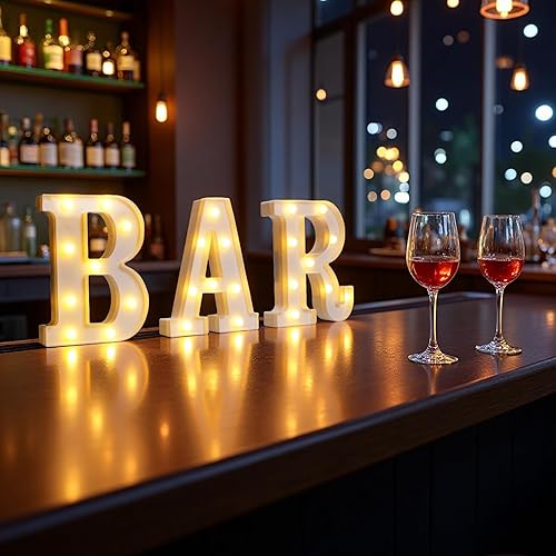 Miniatura 7 de Letrero de bar, luces de marquesina iluminadas colgables, luces LED de letras alimentadas por batería para pub, bar casero, cafeterías y tiendas de