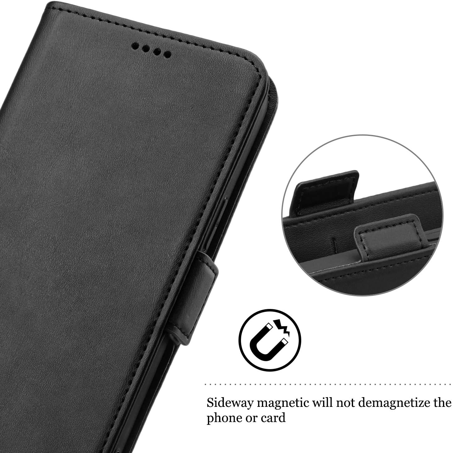 Keallce Compatible with iPhone 12 Pro Max Case, Leather Flip Wallet Case for iPhone 12 Pro Max [3 Card Slots] [Magnetic Closure] [Wrist Strap] Cover Case Compatible with iPhone 12 Pro Max-6.7" Black