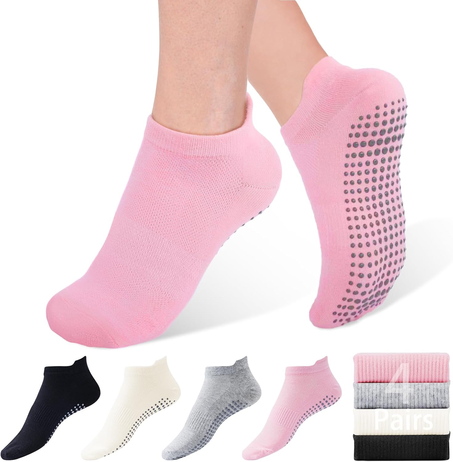 Pilates Socks Grip for Women Non-Slip Grippy Yoga Socks Ankle for Barre, Ballet, Barefoot Training & Hospital Use - Amazon product rated Grade C