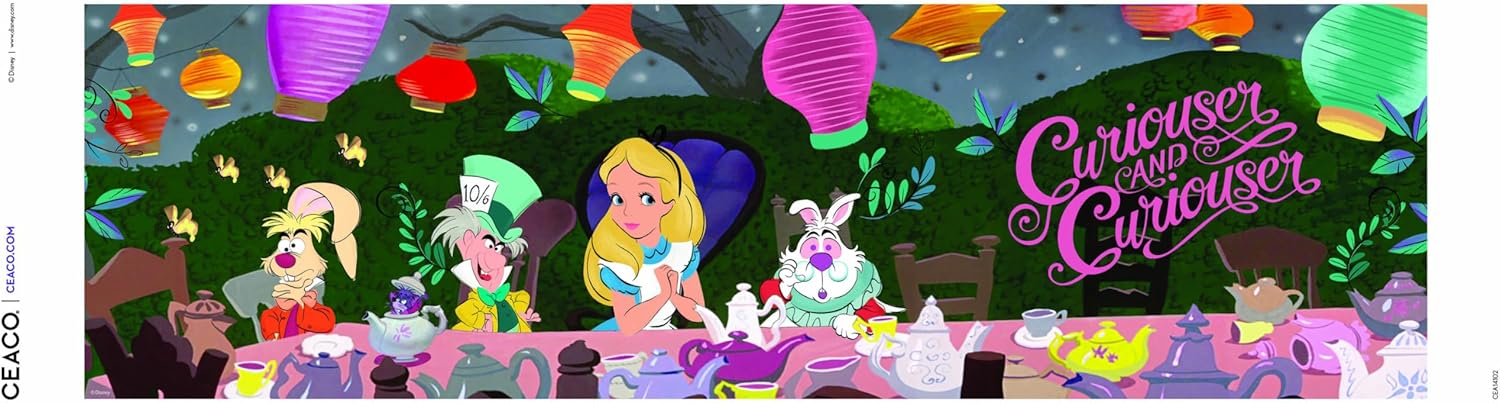 Ceaco - Panoramic Series - Disney - Alice in Wonderland, Tea Party - 750 Piece Jigsaw Puzzle for Adults - Challenging Puzzle Perfect for Game Nights - Finished Size is 38.25 x 11.25