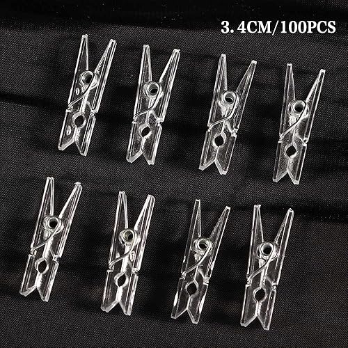 Miniatura 2 de Alfileres de plástico transparente, clips de cuerda de ropa, mini alfileres de ropa, pinzas de papel fotográfico para manualidades (1.3 in, 20