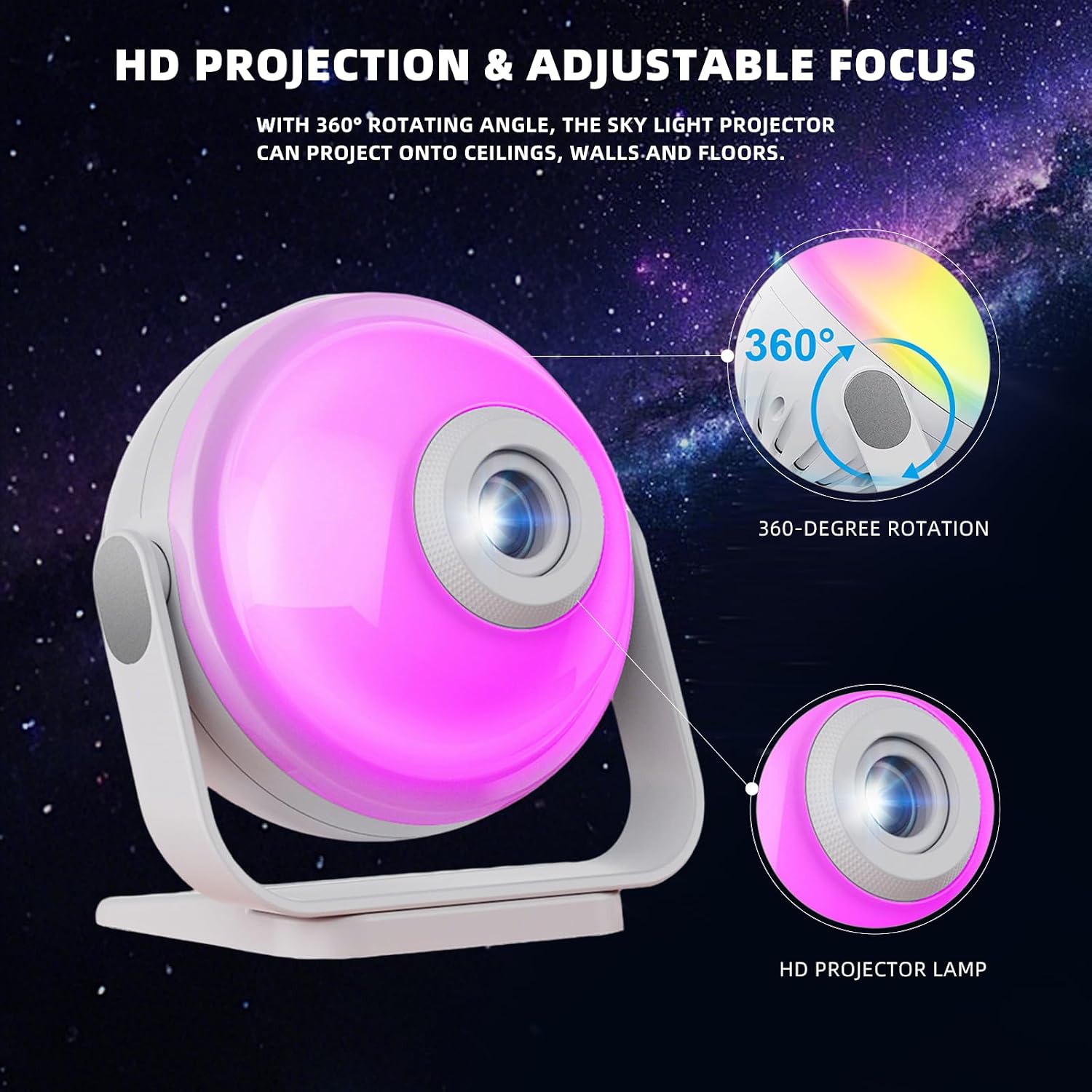 Galaxy Star Projector with Speaker, 256 Modes LED Night Light for Kids and Adults, APP/Remote Control, 360° Rotate, Perfect Room Decor & Gifts, Aurora Projector